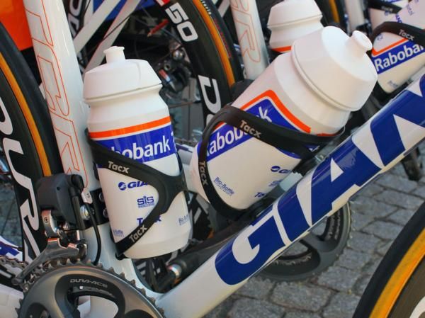Tacx Taco cages hold on to the Rabobank team bottles.