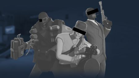 Team Fortress 2 Classic Steam page art - greyscale and redacted