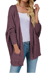 MEROKEETY Women&#39;s Fuzzy Popcorn Batwing Sleeve Cardigan $42 $27 at Amazon