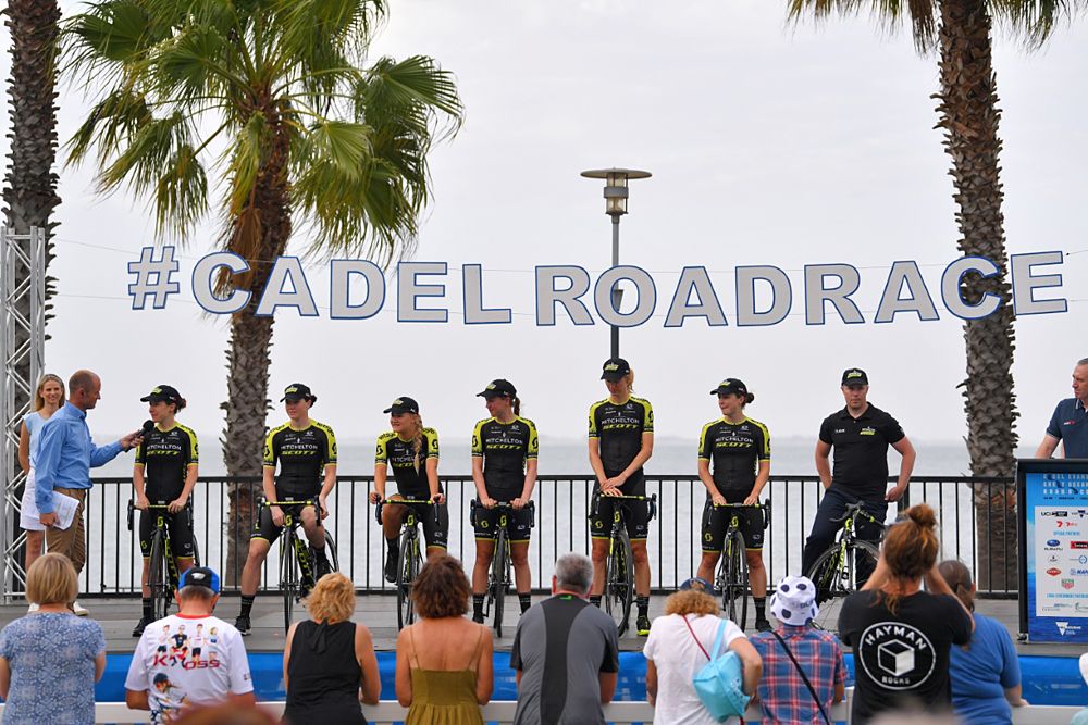 Mitchelton-Scott women's team take the stage at the Cadel Evans Great Ocean Road Race presentation
