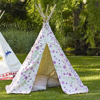 flowers andbutterfly design teepee with wooden poles