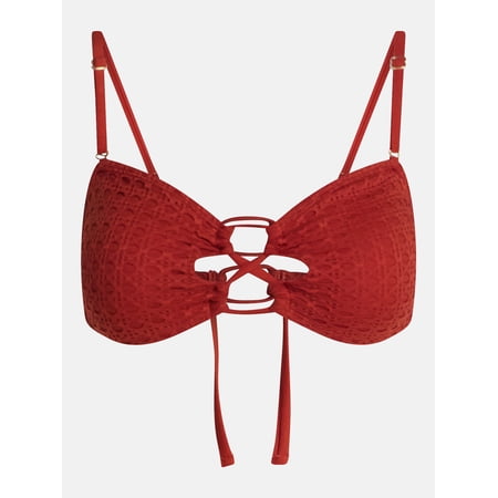 Hot Girl by Megan Thee Stallion Summer Women's and Women's Plus Summer Stallion Kini Crochet Bandeau Bikini Top, Sizes Xs-3x