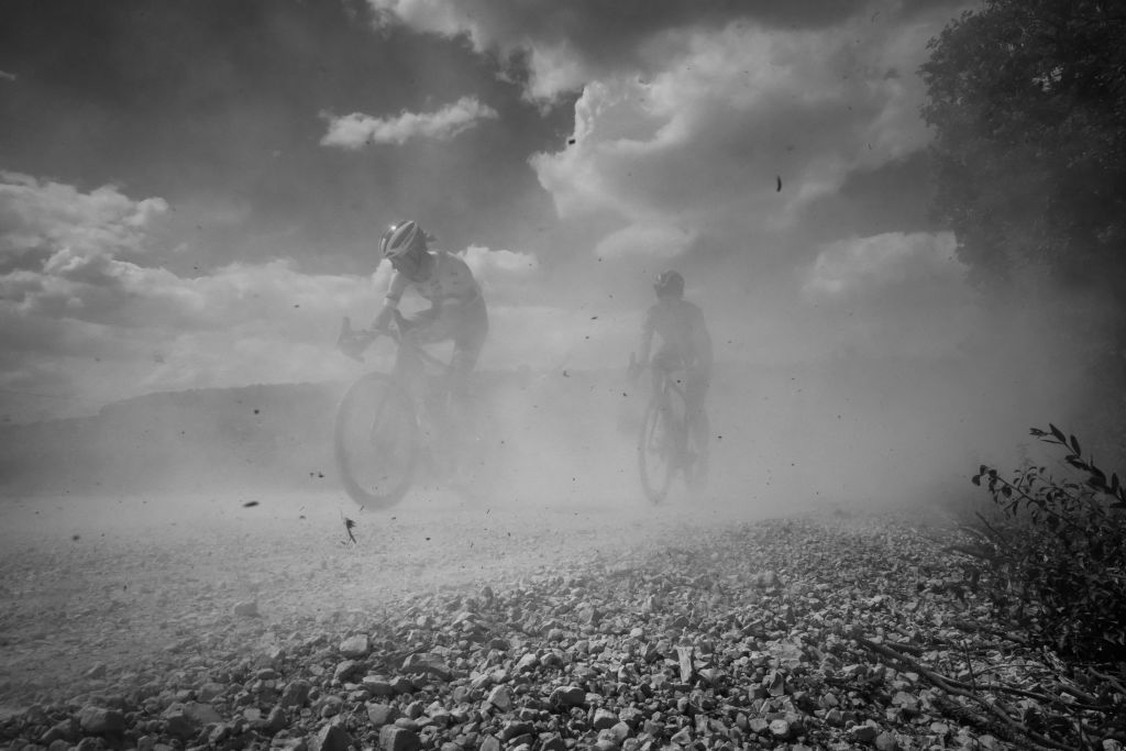 Trek Segafredos Dutch rider Ellen Van Dijk L and SD Worxs Swiss rider Marlen Reusser R ride on a gravel path in the 4th stage of the new edition of the Womens Tour de France cycling race 1268 km between Troyes and BarsurAube eastern France on July 27 2022 Photo by JEFF PACHOUD AFP Photo by JEFF PACHOUDAFP via Getty Images