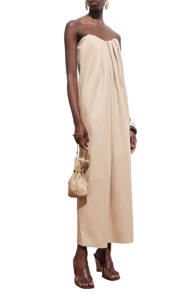 Strapless Pleat Front Dress
