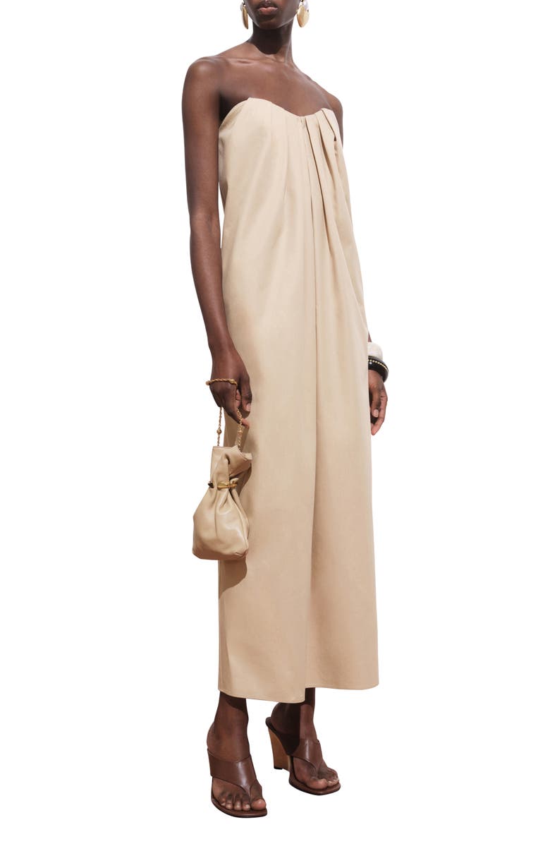 Strapless Pleat Front Dress