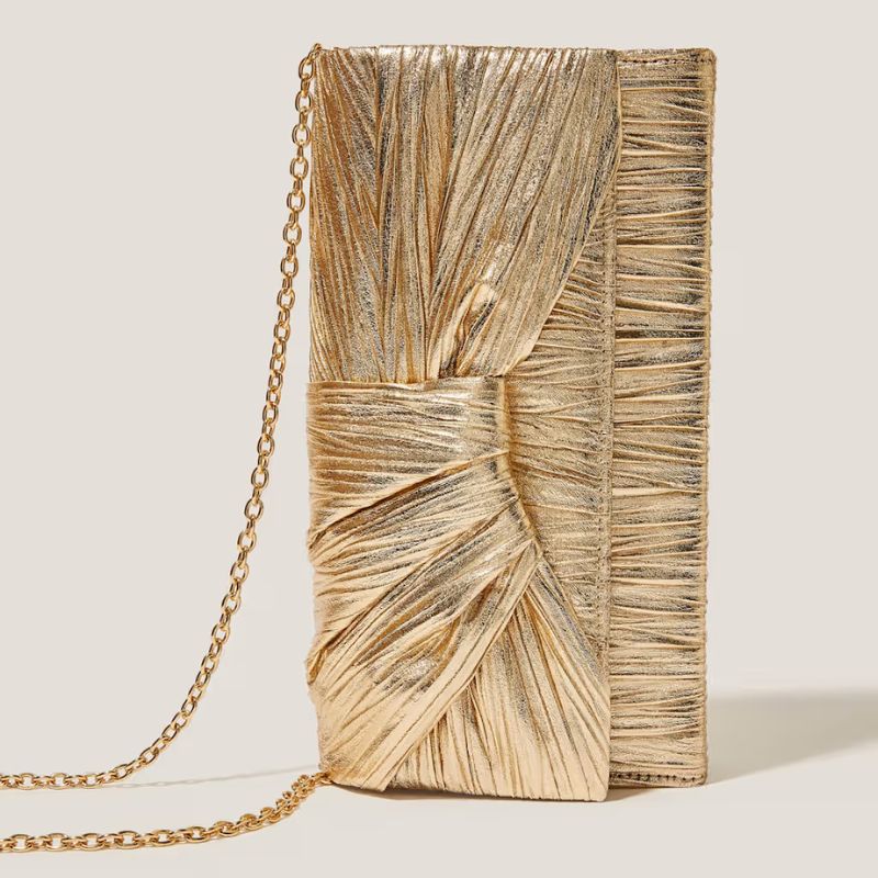 gold clutch bag