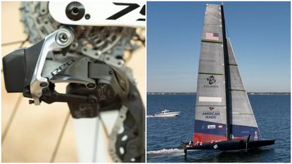 Image shows SRAM rear mech and American Magic yacht