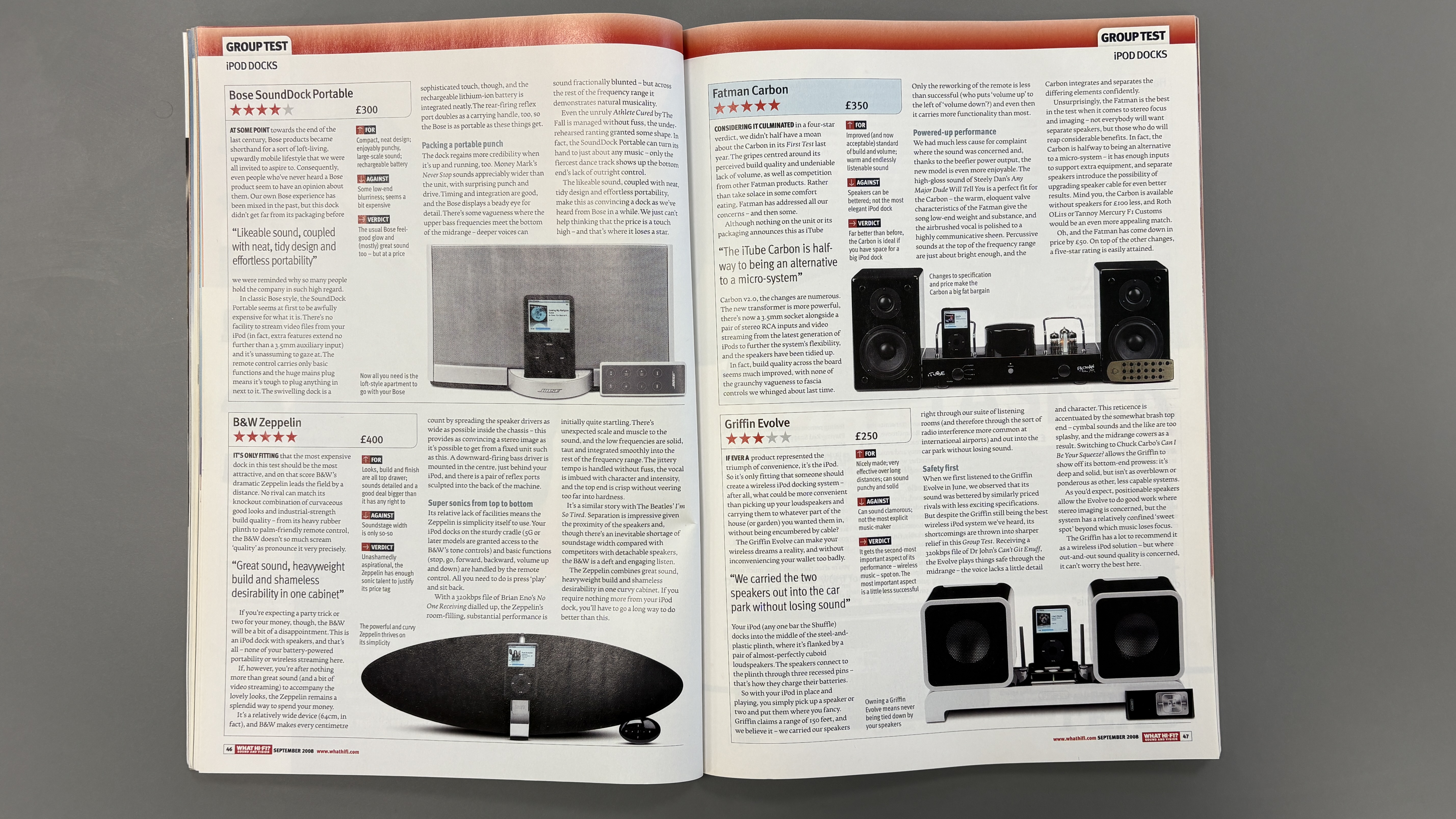 iPod docks in What Hi-Fi? magazine