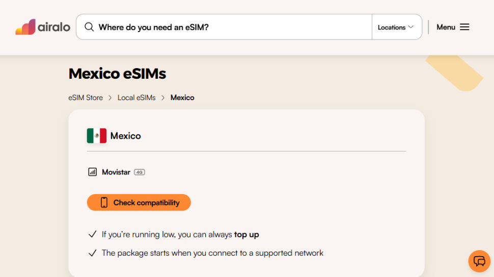 Airalo website screenshot (February 2026)