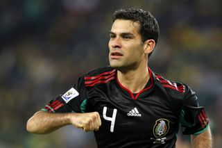 Rafael Marquez celebrates after scoring for Mexico against South Africa at the 2010 World Cup.