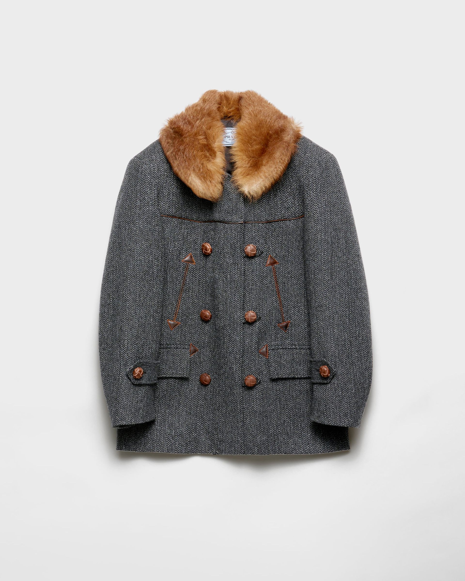 Double-Breasted Chevron Peacoat