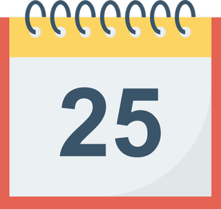 A cartoon calendar turned to the 25th day of an unspecified month.