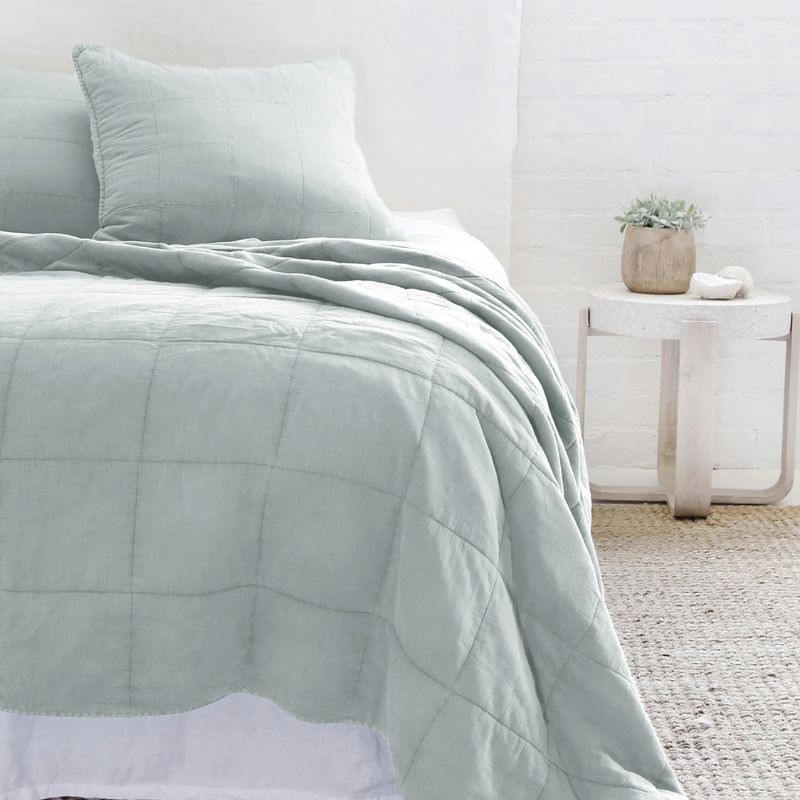 pale blue bedcover