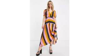 Topshop Jacquard Stripe Midi Dress