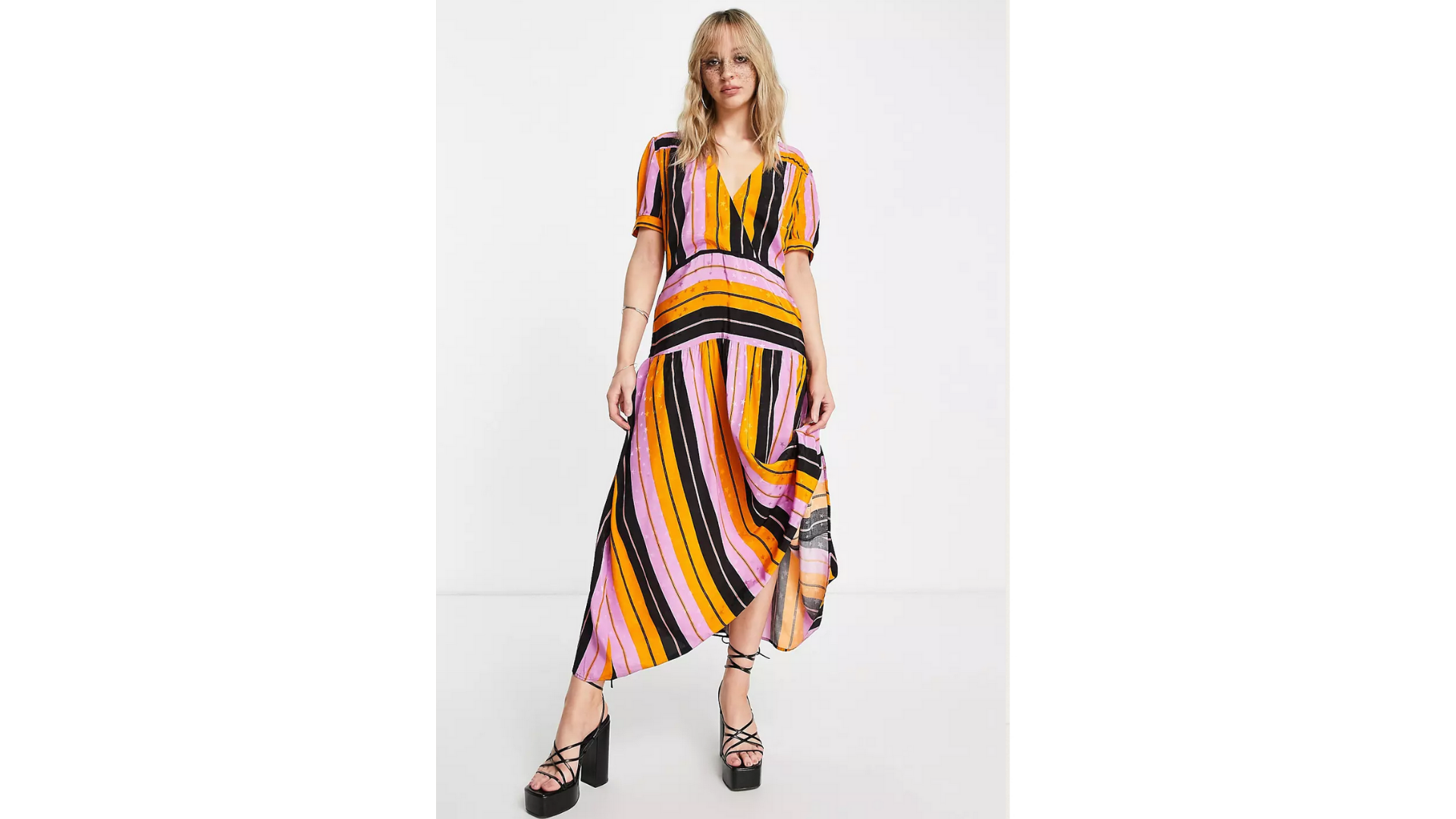 Topshop Jacquard Stripe Midi Dress