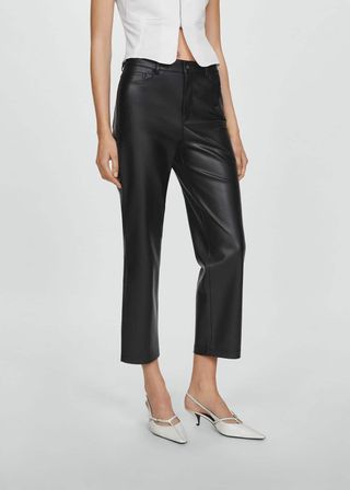 Leather-Effect Straight Trousers - Women