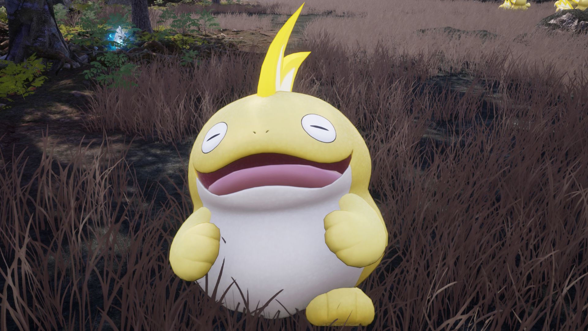 Palworld - A yellow fish-like pal with a happy expression