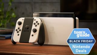 nintendo switch oled with black friday deal tag