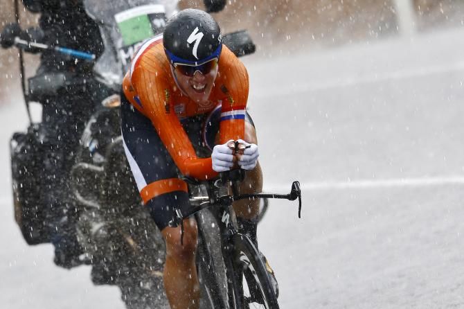 Ellen Van Dijk (Netherlands) finished in heavy rain