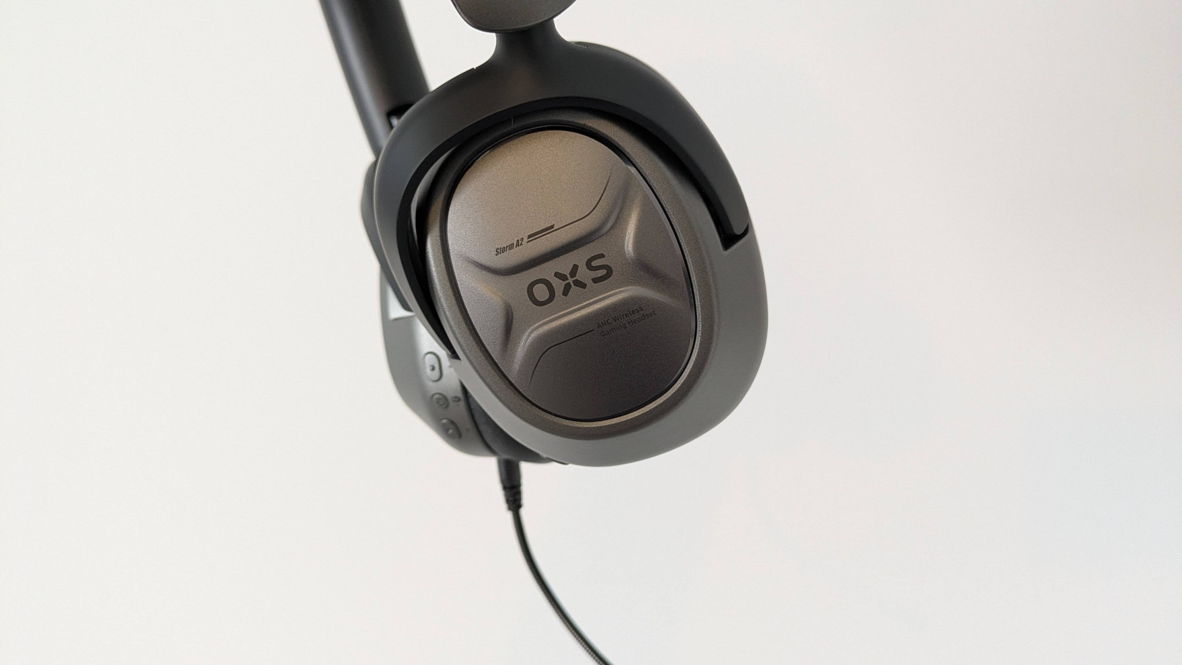 Close-up of outside of driver on OXS Storm A2 against a white background