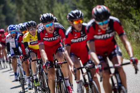 Brent Bookwalter (BMC) peaks out from behind his teammates