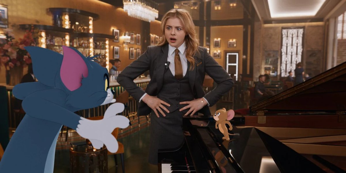 Tom, Chloë Grace Moretz, and Jerry in Tom and Jerry