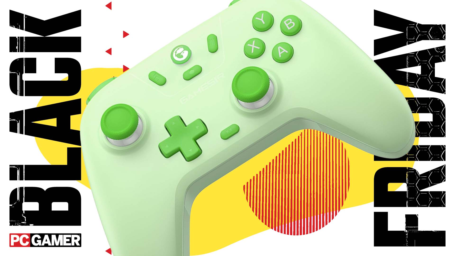 GameSir Nova Lite controller in green on an abstract Black Friday background