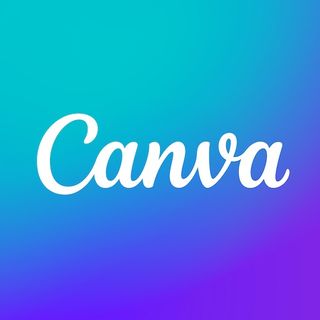 Canva logo white text on gradient blue and purple background