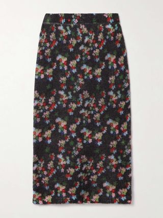 Edouard Floral-Print Mohair-Blend Midi Skirt