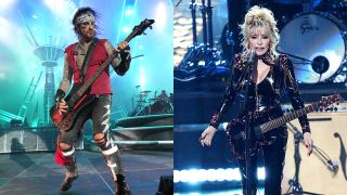 Dolly Parton and Nikki Sixx onstage