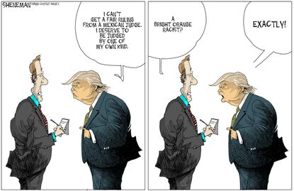Political cartoon U.S. Donald Trump University Judge