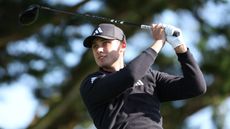 Ludvig Aberg hits a drive at the 2024 Pebble Beach Pro-Am