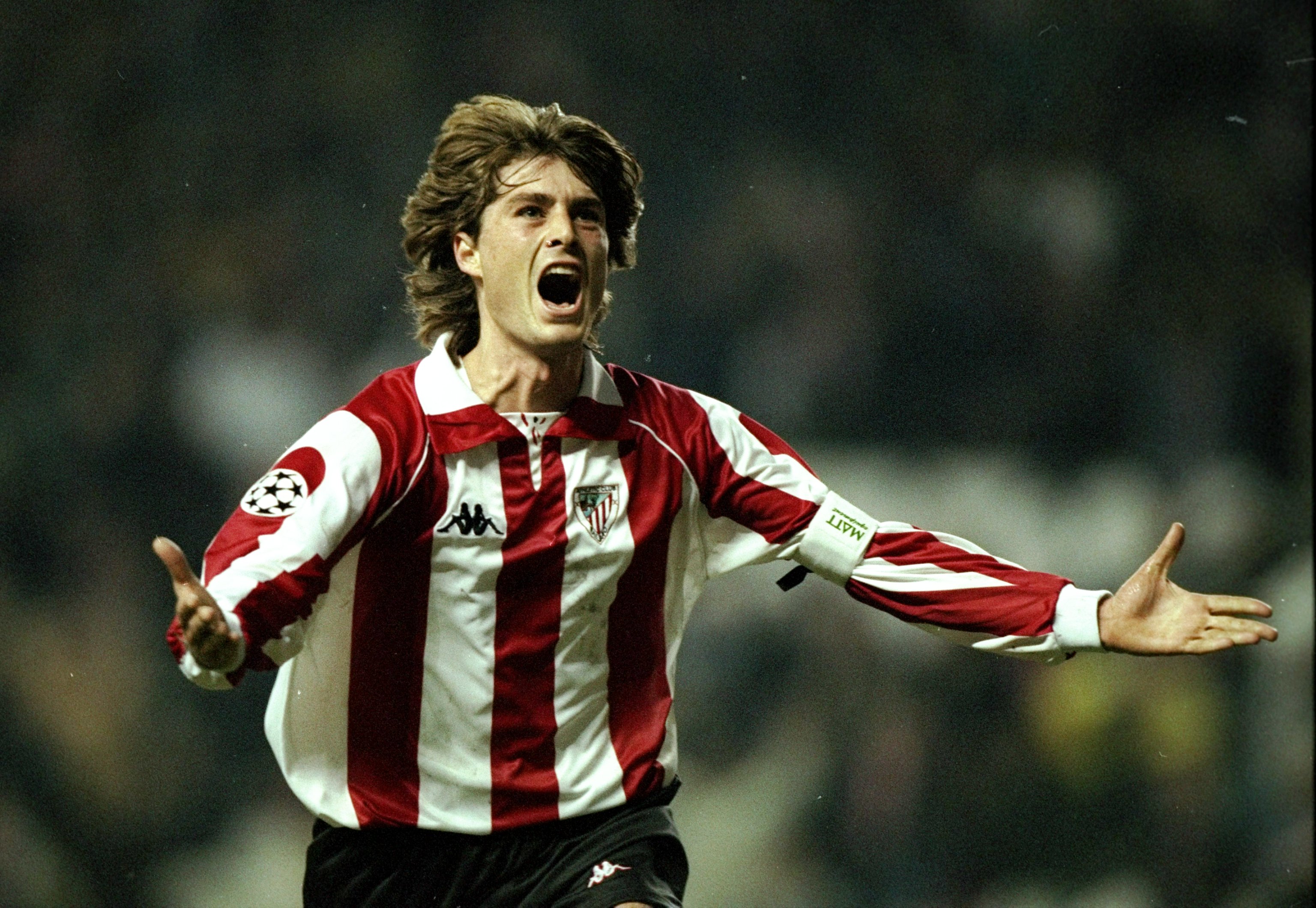 Julen Guerrero celebrates a goal for Athletic Club in December 1998.