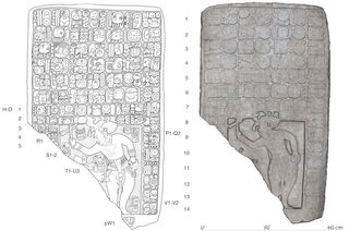 A drawing (left) and a digital 3D model (right) of a stone slab found at the newly discovered kingdom.