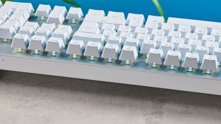 A white Razer Pro Type Ultra mechanical productivity keyboard