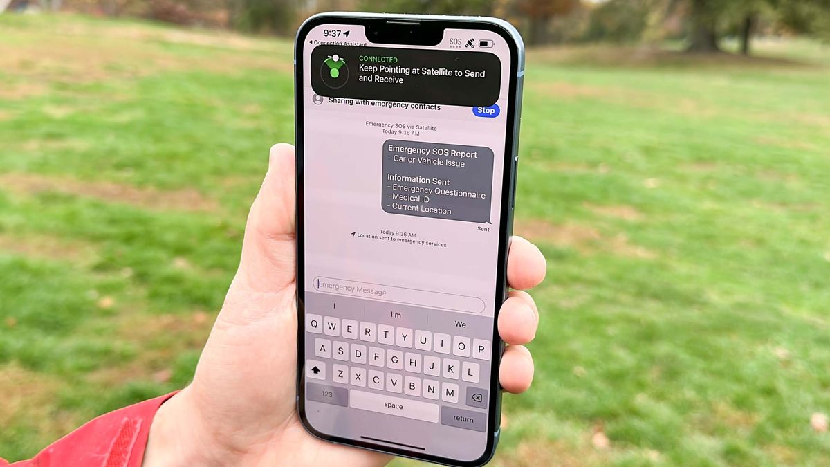 Emergency SOS via Satellite texting interface