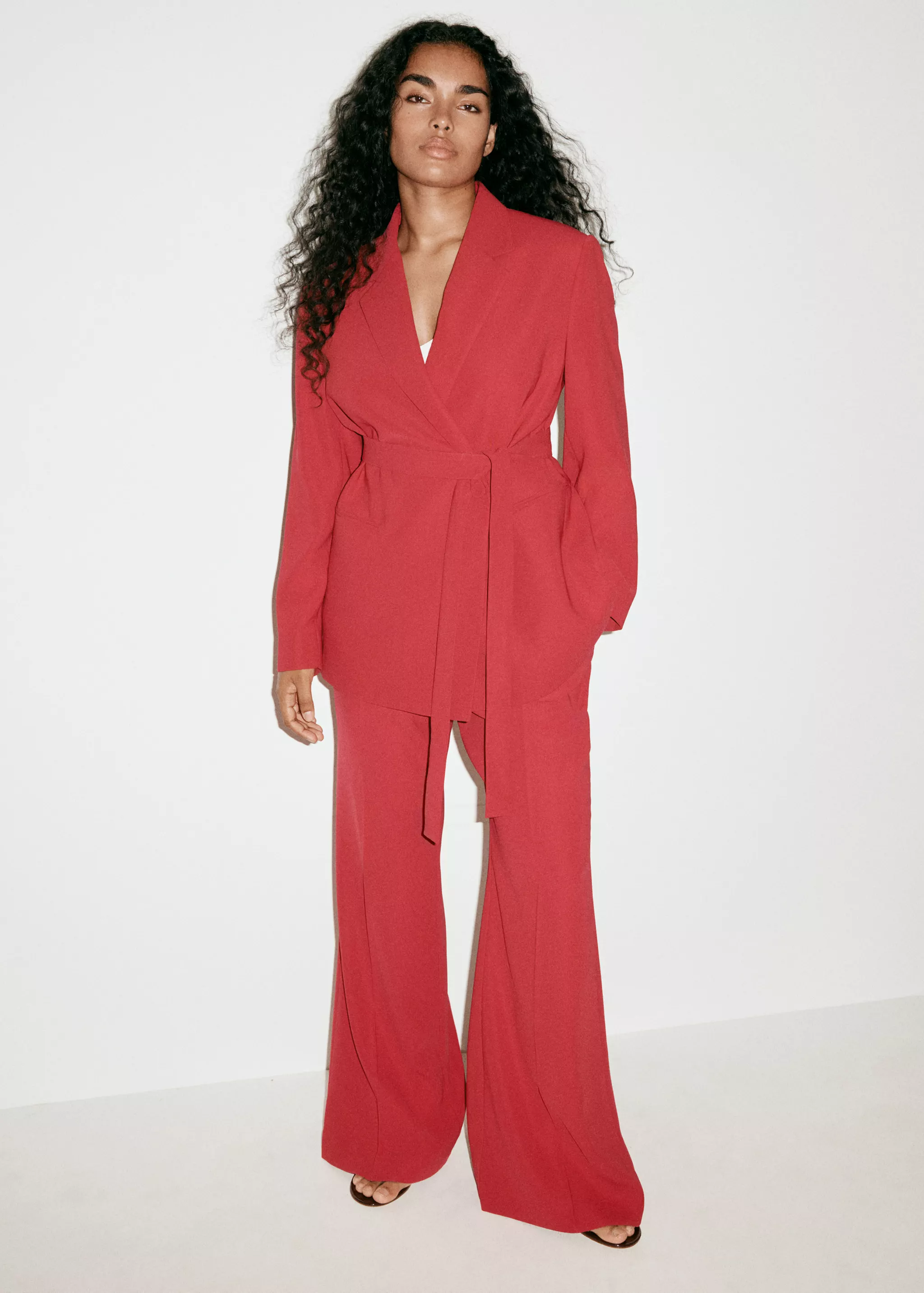 Double-Breasted Belted Suit Blazer - Women | Mango United Kingdom