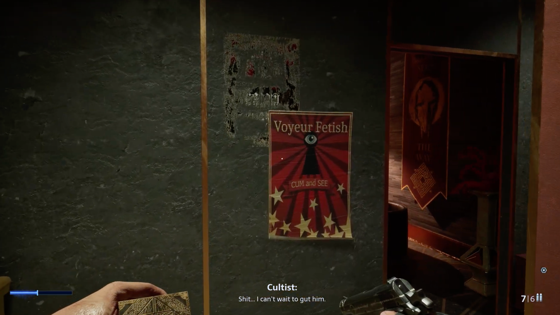 A red flyer decorated with stars advertises "Voyeur Fetish"