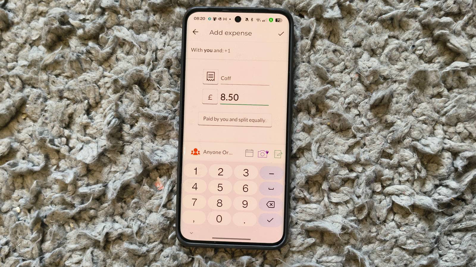 The Splitwise app on an Android phone