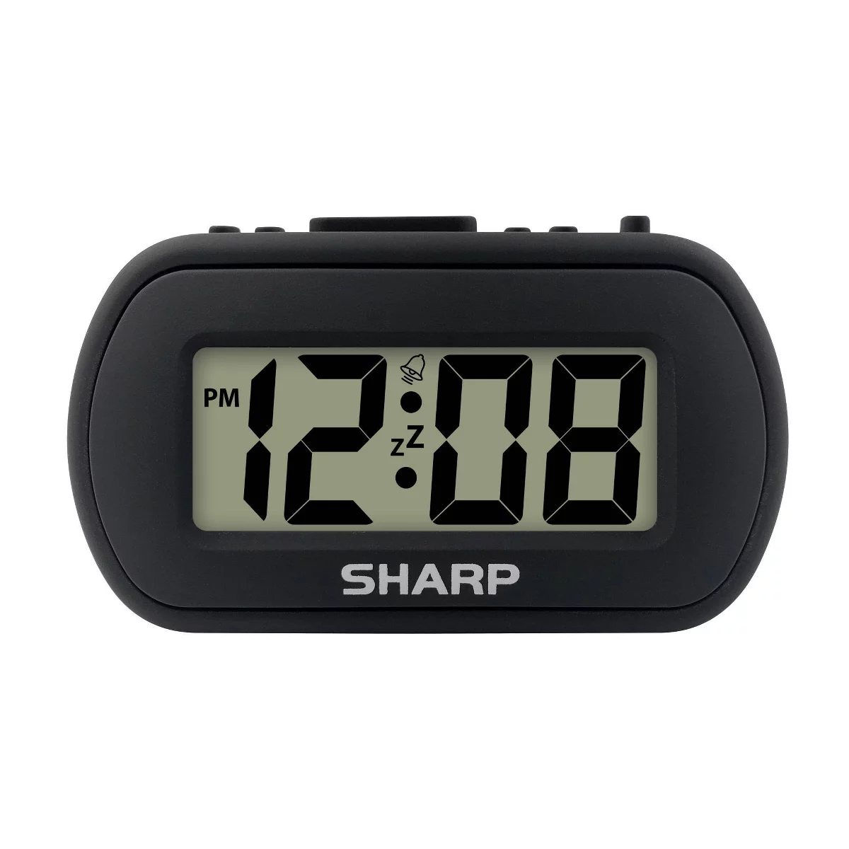 1u0026#34; Lcd With Top Control Clock Black - Sharp: Modern Abs Digital Alarm, Snooze, Aaa Battery Required