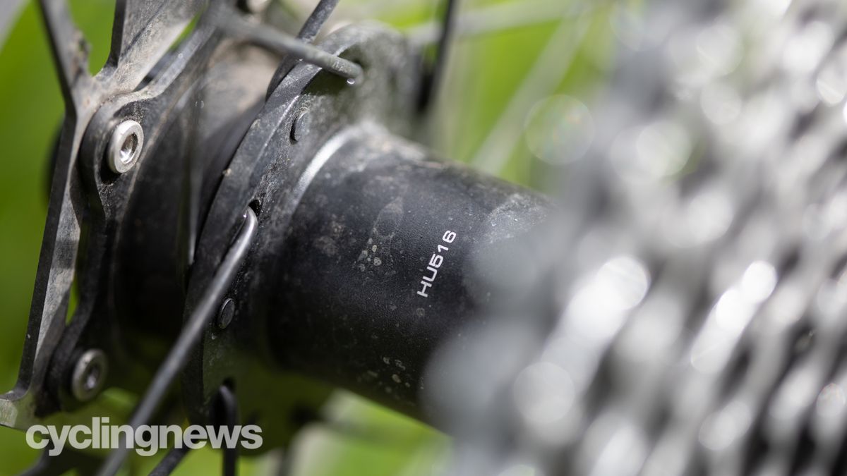 HED Emporia GC3 Pro gravel wheelset detail of the rear hub