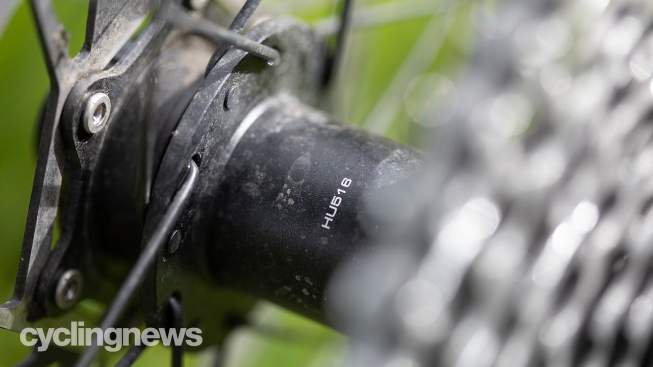 HED Emporia GC3 Pro gravel wheelset detail of the rear hub