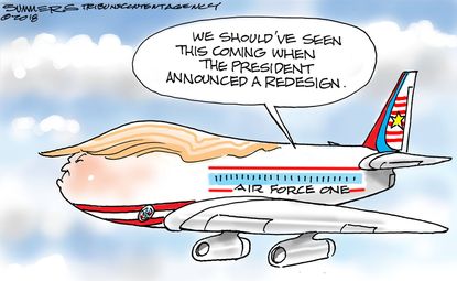 Political cartoon U.S. Trump Air Force One redesign