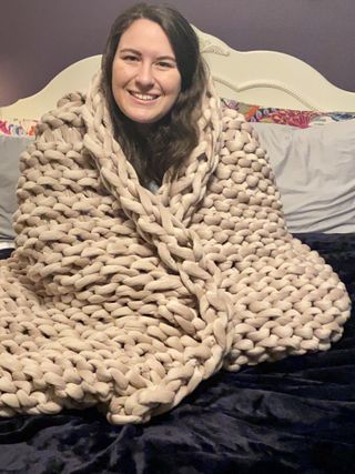 wrapped in the weighted blanket