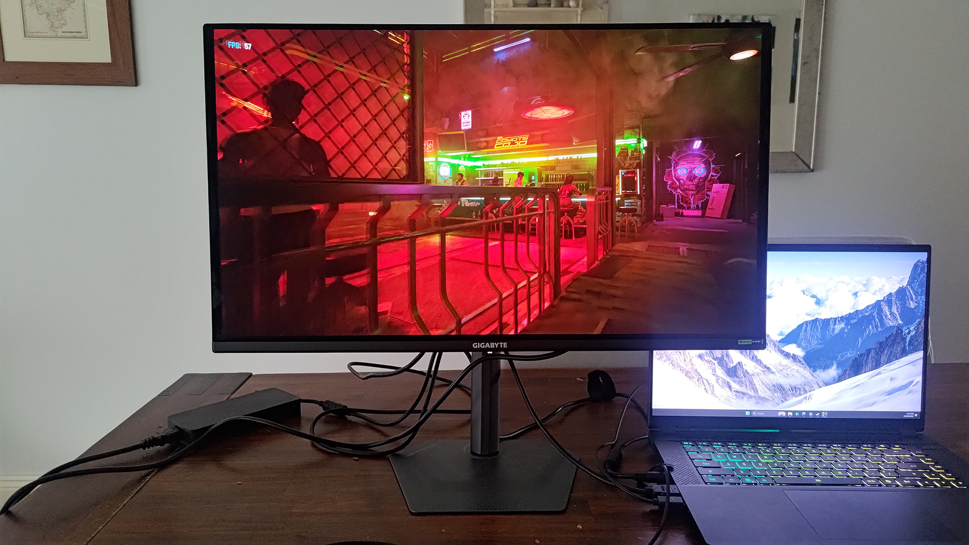 Playing a game on the Gigabyte GO27Q24A OLED monitor