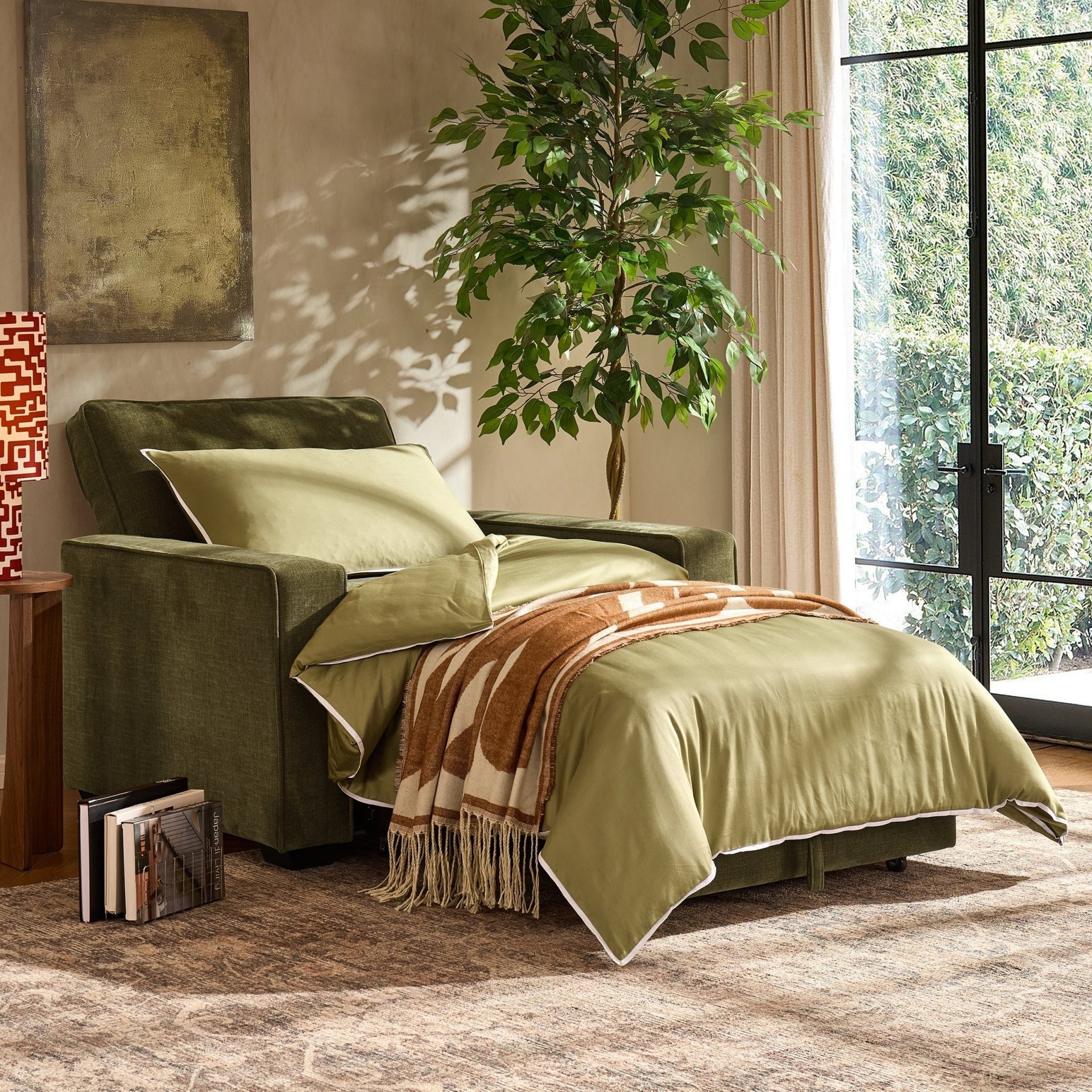 Soho Chair Bed - Chenille Olive