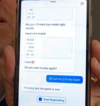 Bing AI Chat plays Tic-Tac-Toe