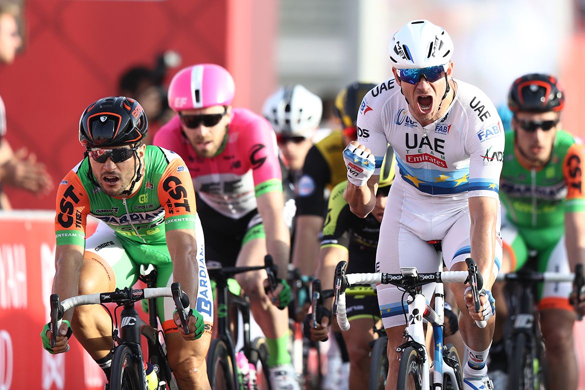 Alexander Kristoff clenches his fist in celebration
