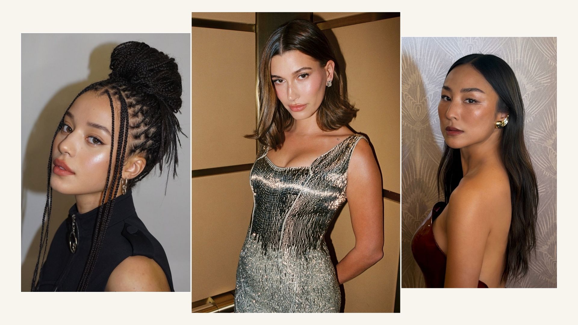 A collage of celebrities with glowing skin
