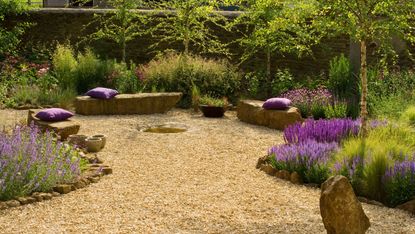 Backyard with landscaping ideas with rocks